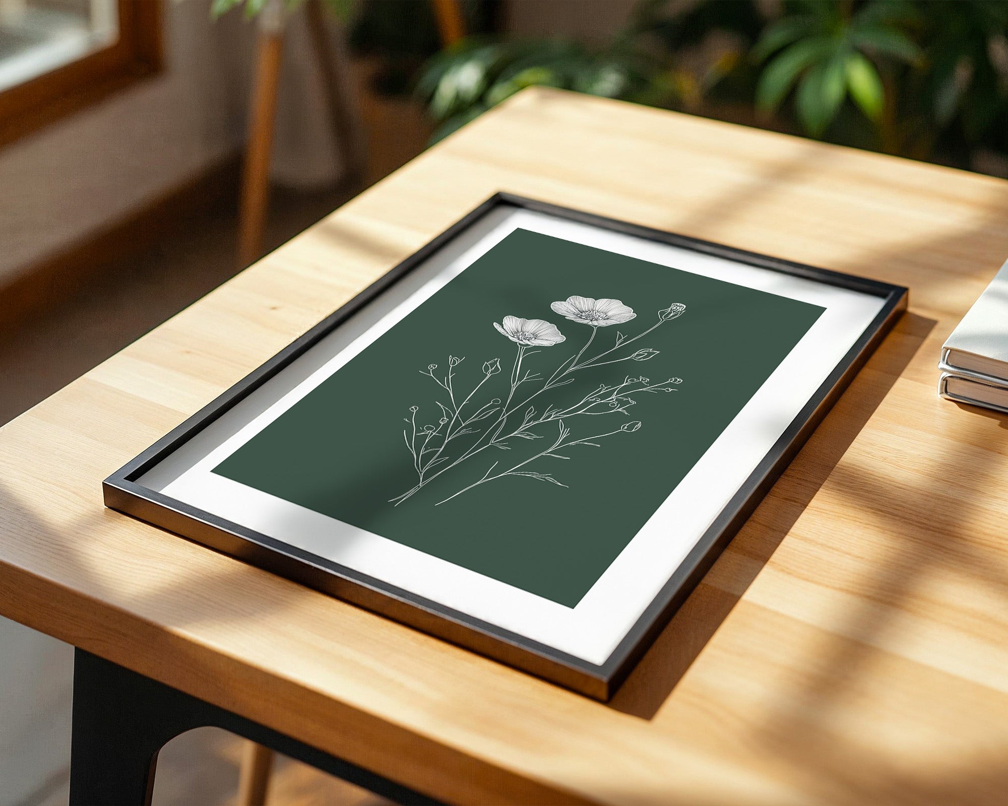 Blumen Skizze auf Grün