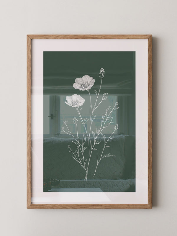 Blumen Skizze auf Grün