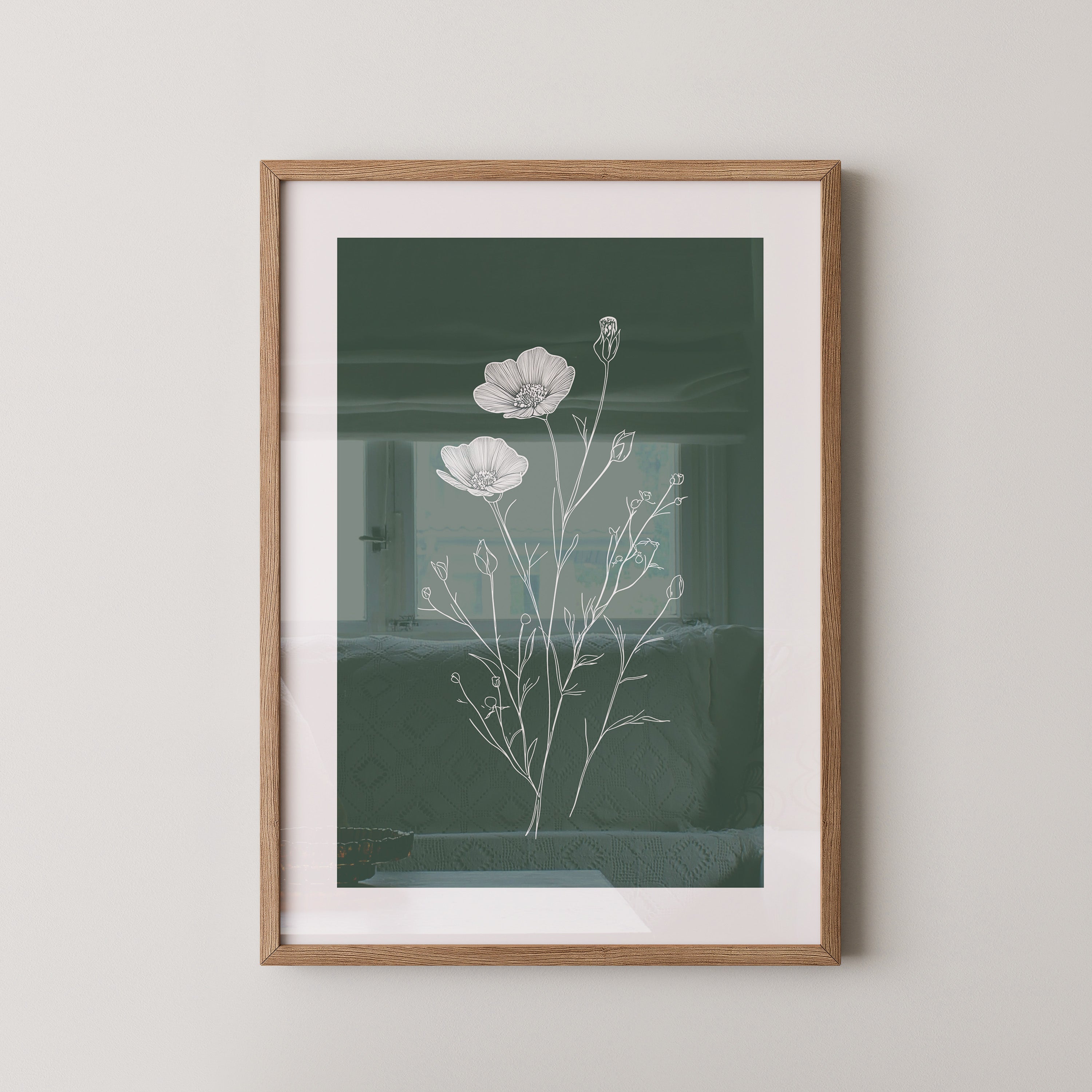 Blumen Skizze auf Grün