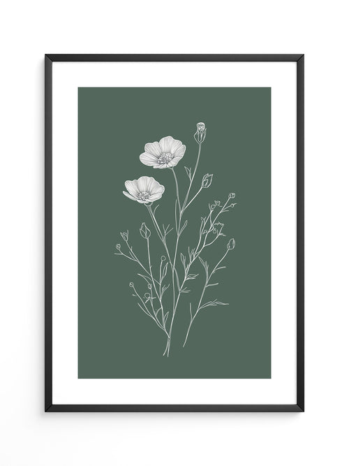 Blumen Skizze auf Grün