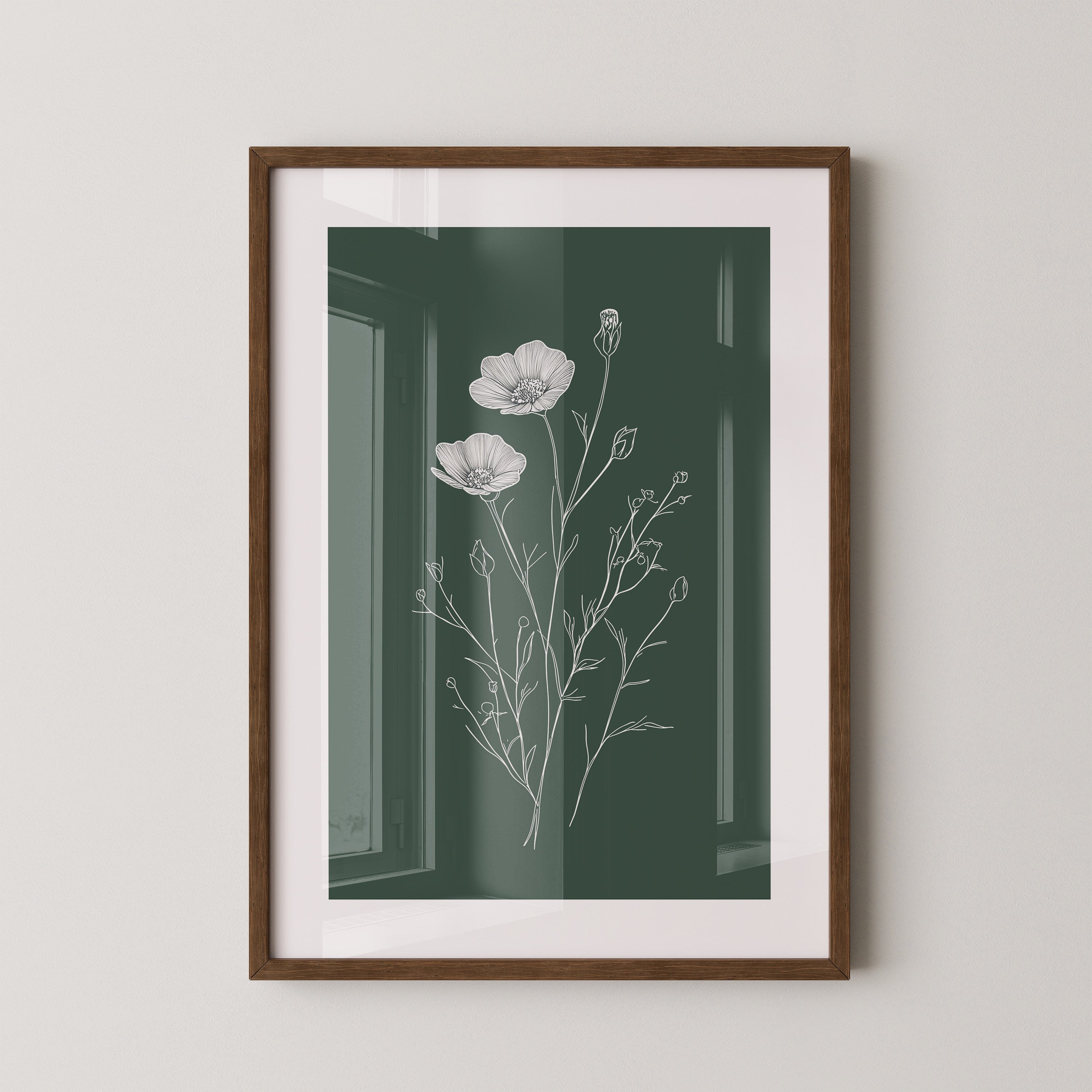 Blumen Skizze auf Grün