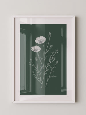 Blumen Skizze auf Grün