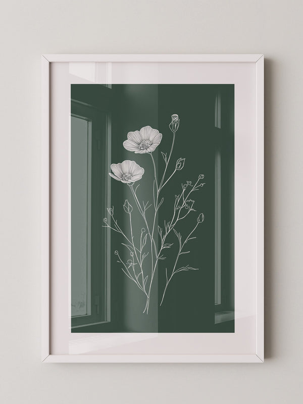 Blumen Skizze auf Grün