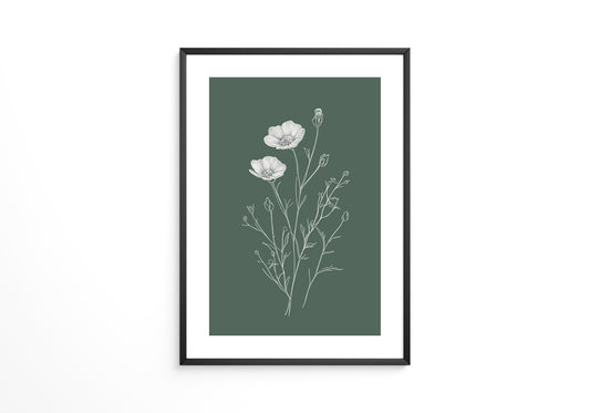 Blumen Skizze auf Grün