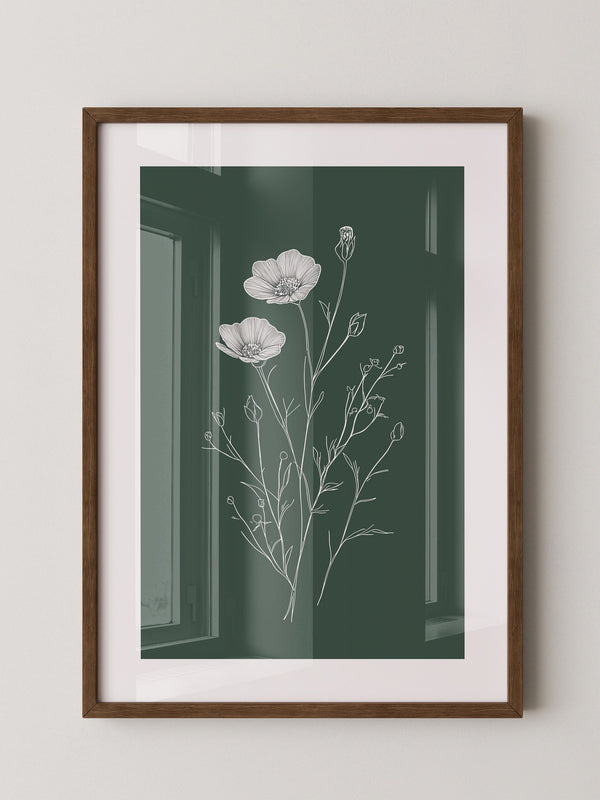 Blumen Skizze auf Grün