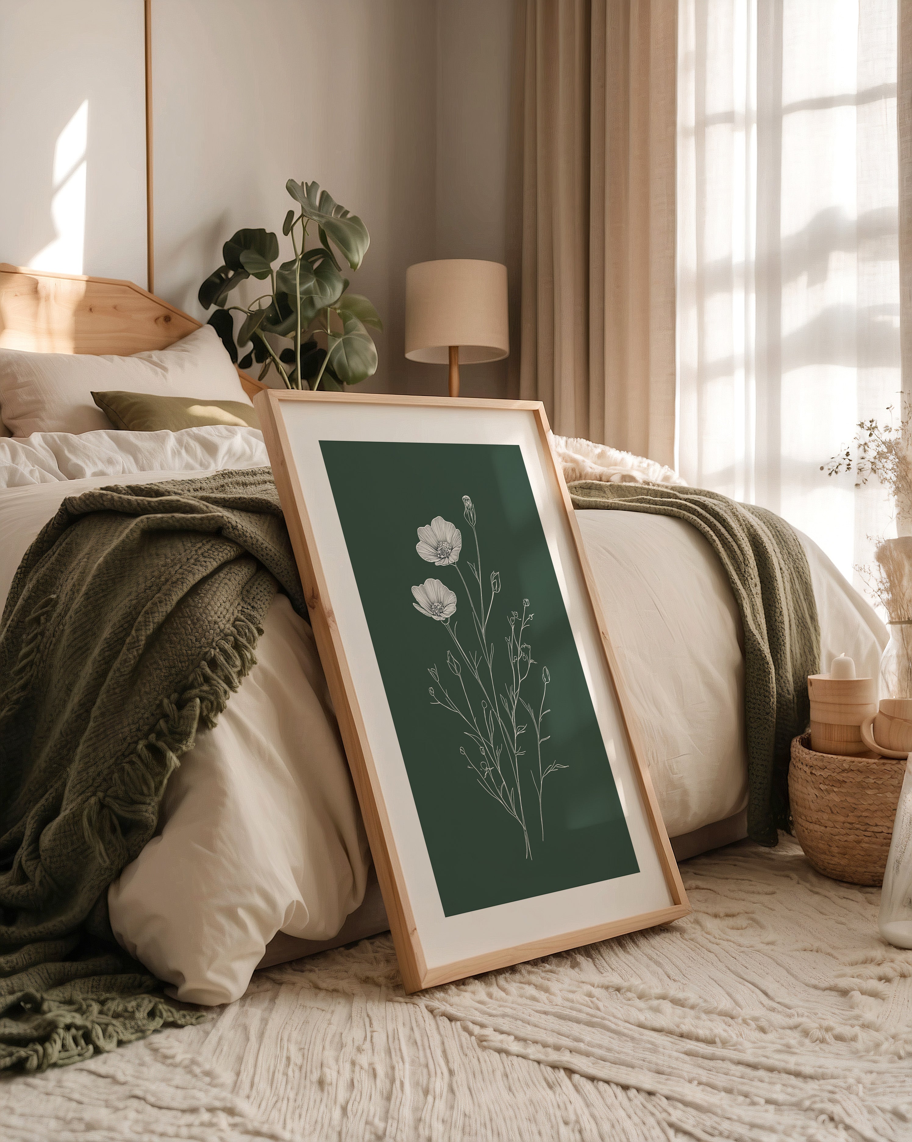 Blumen Skizze auf Grün