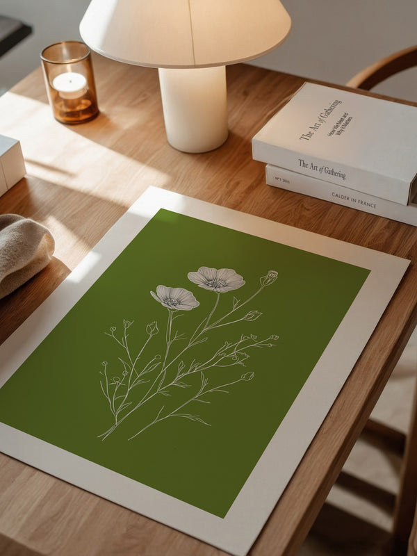 Blumenzeichnung grün kontrastreich