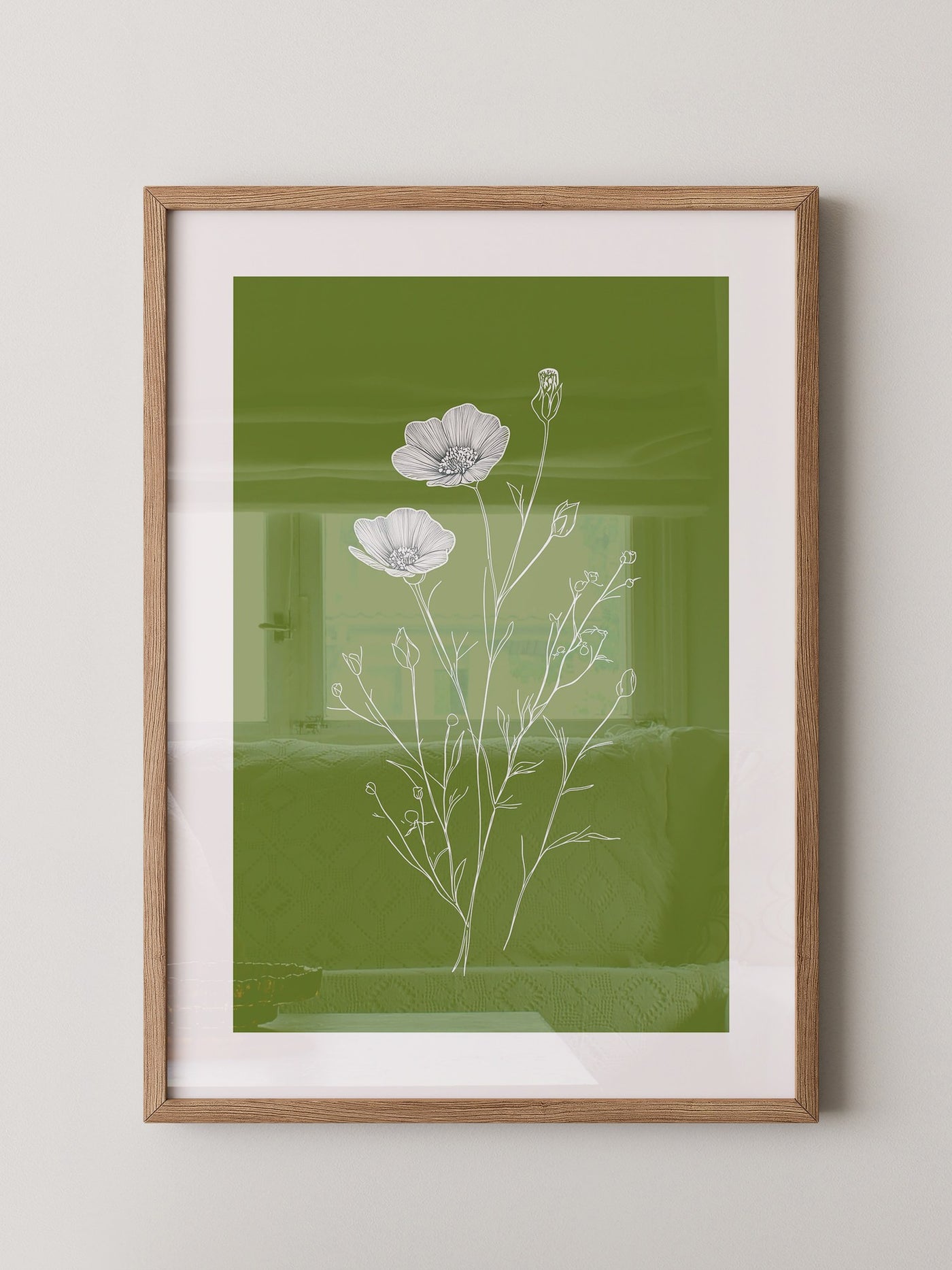 Blumenzeichnung grün kontrastreich