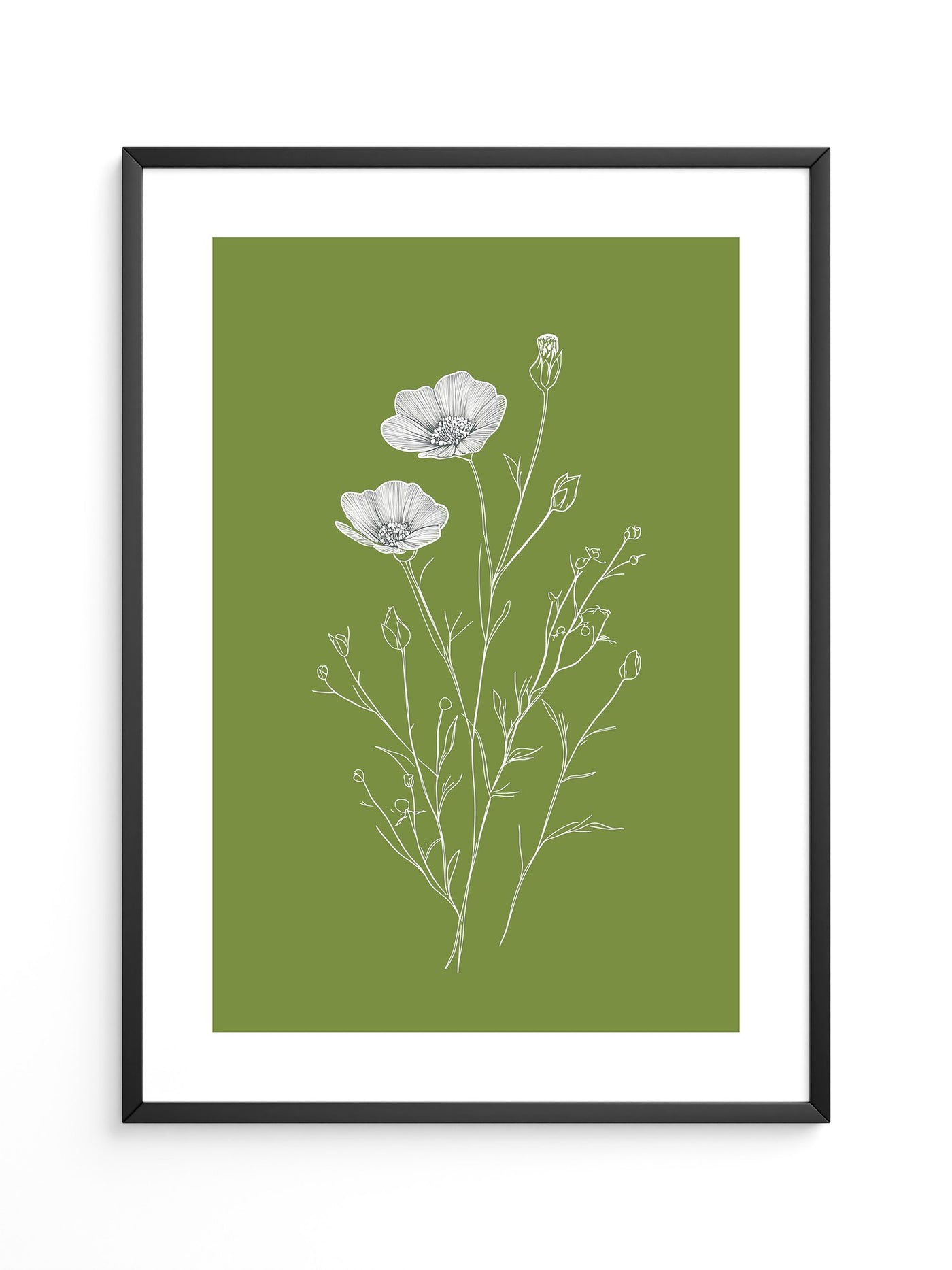 Blumenzeichnung grün kontrastreich