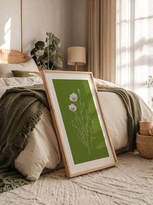 Blumenzeichnung grün kontrastreich