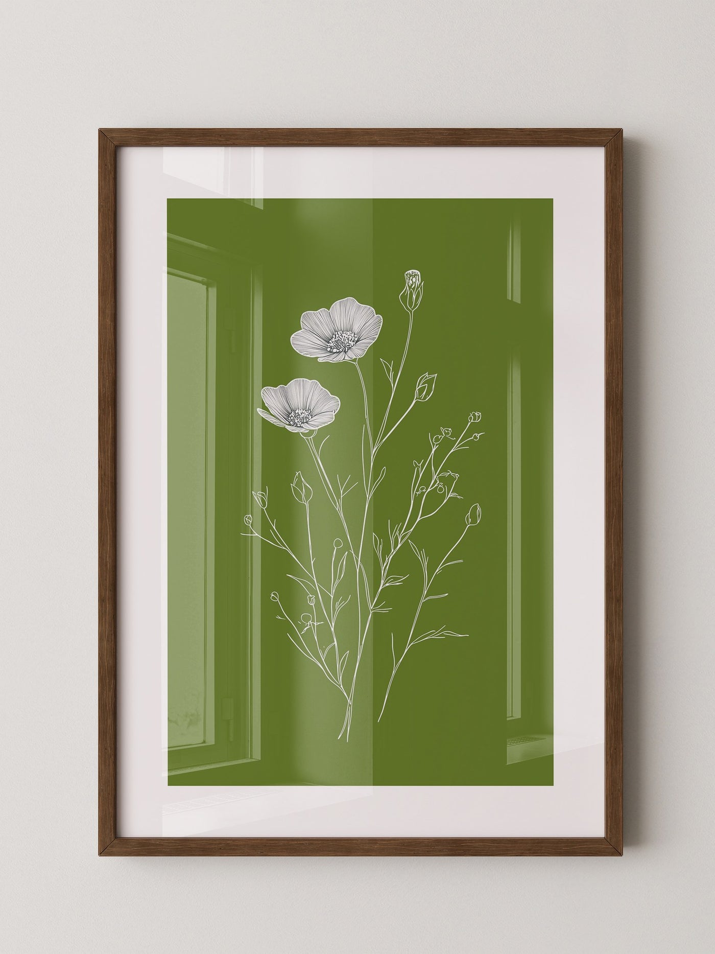 Blumenzeichnung grün kontrastreich