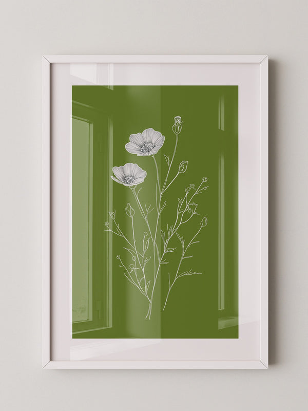 Blumenzeichnung grün kontrastreich