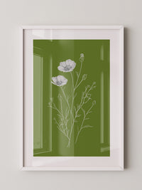 Blumenzeichnung grün kontrastreich