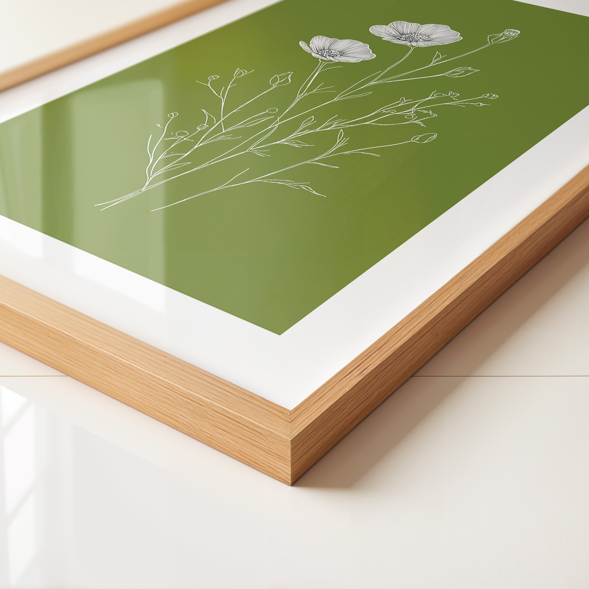 Blumenzeichnung grün kontrastreich