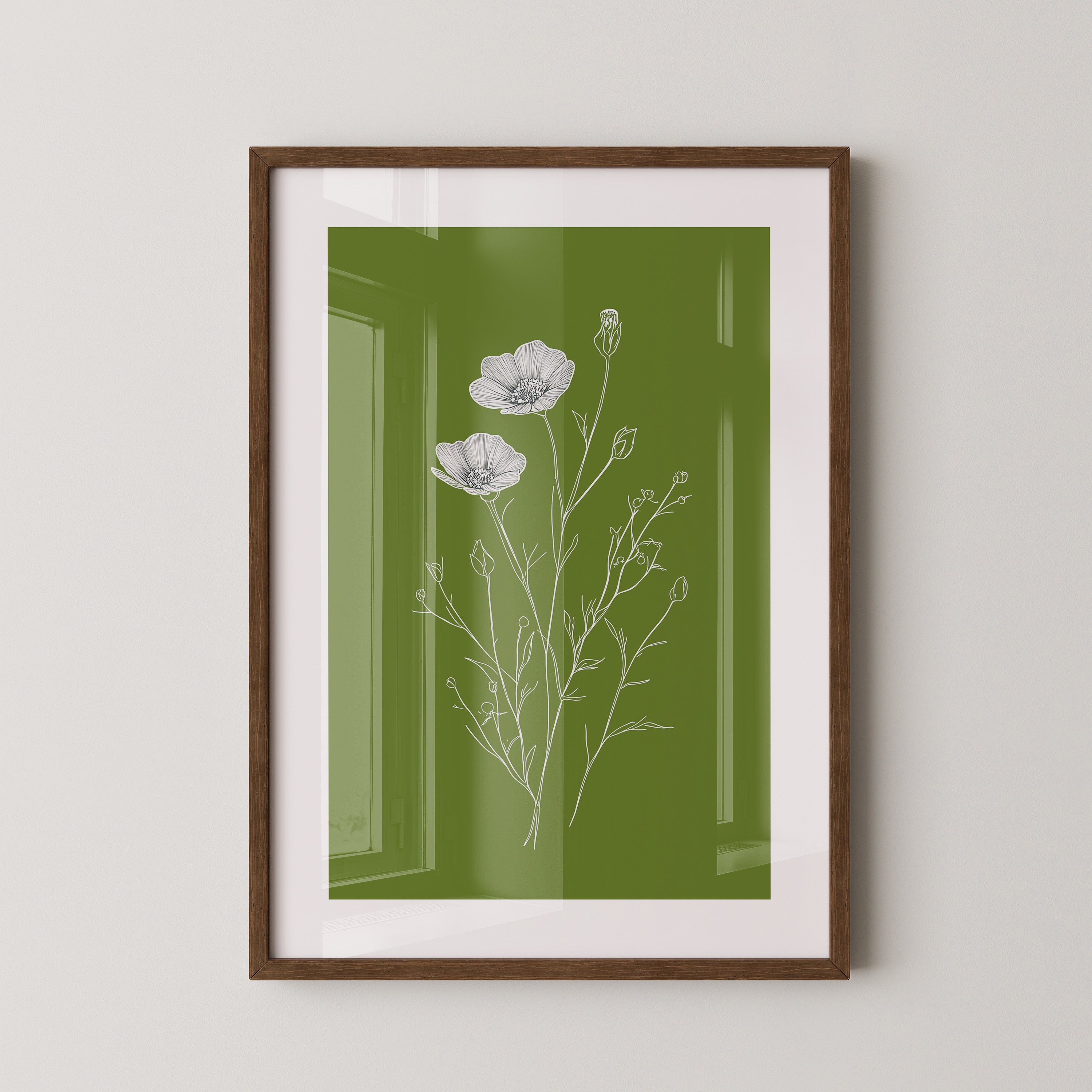 Blumenzeichnung grün kontrastreich