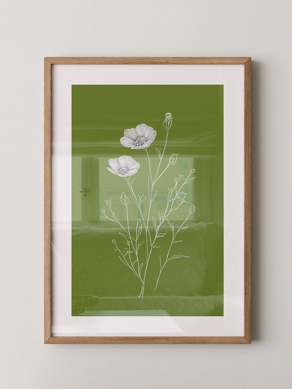Blumenzeichnung grün kontrastreich