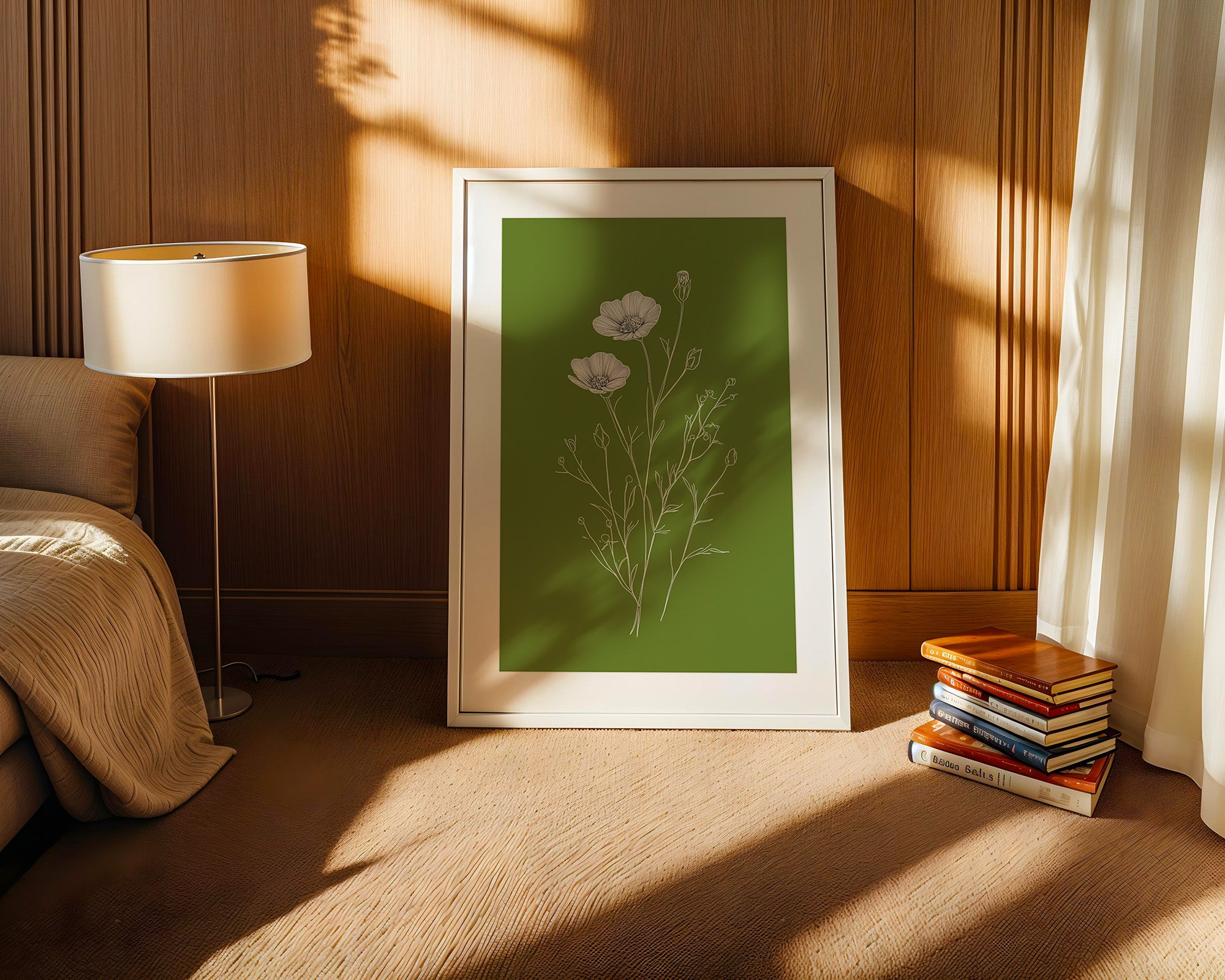 Blumenzeichnung grün kontrastreich