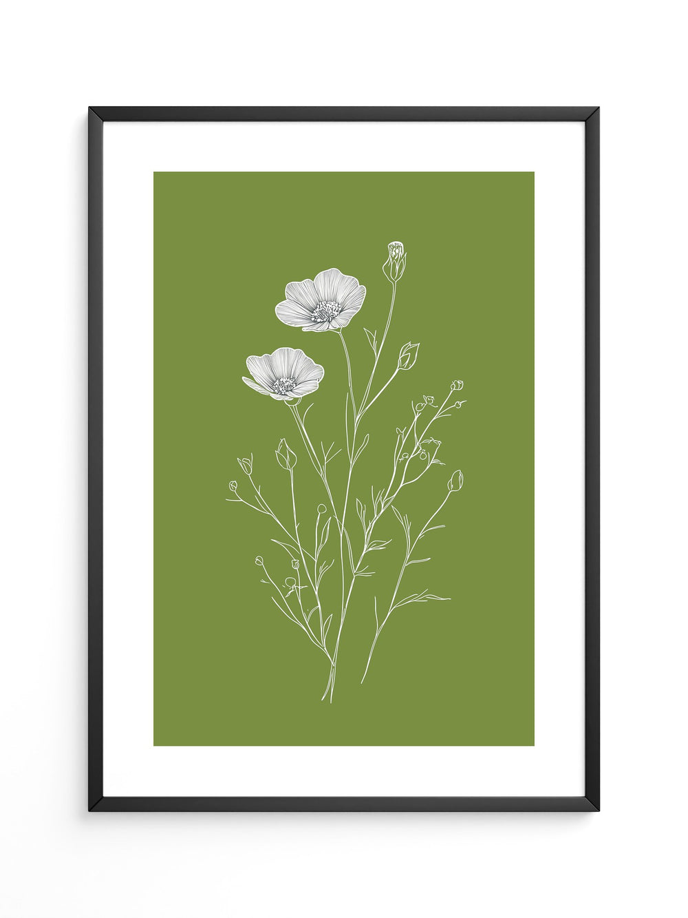 Blumenzeichnung grün kontrastreich