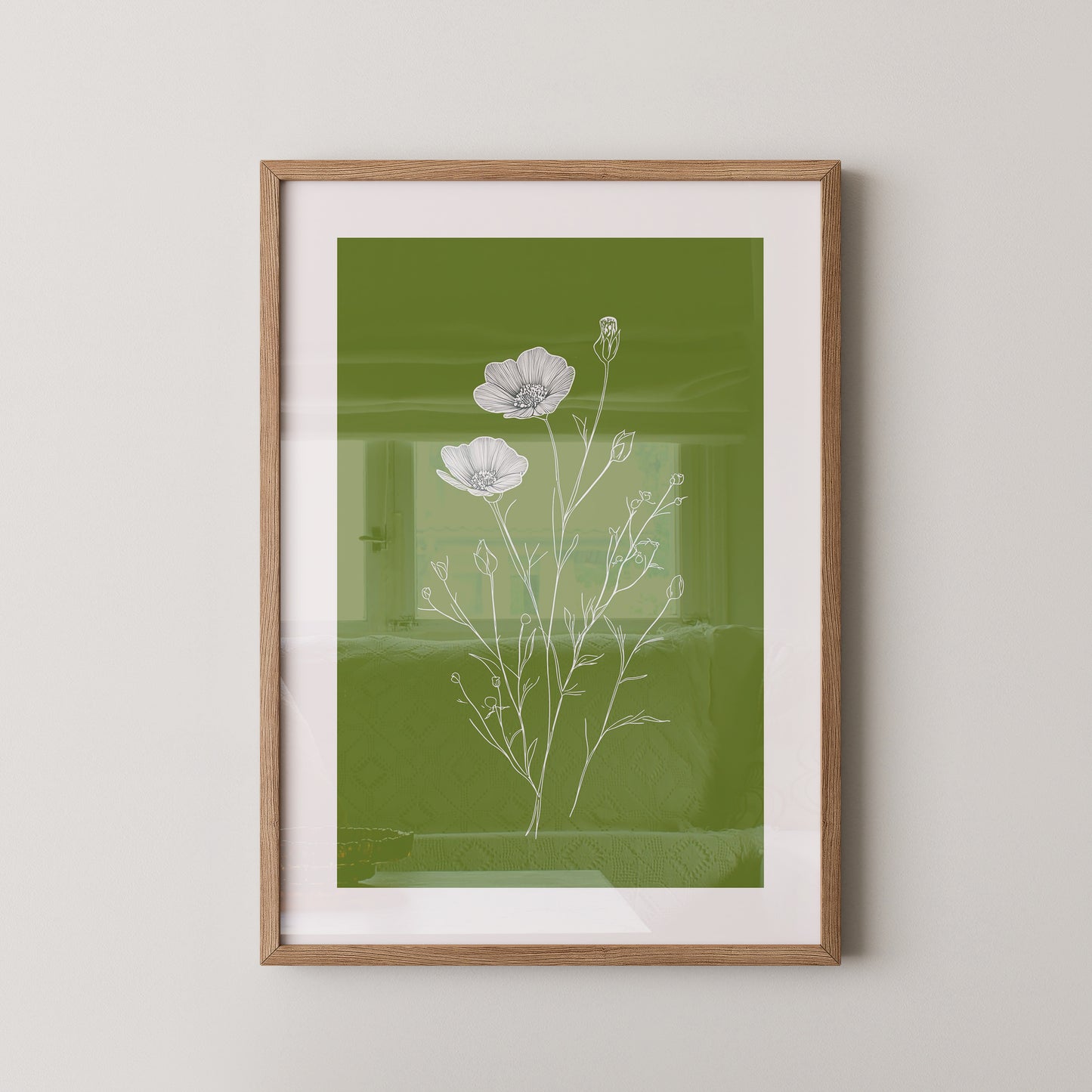 Blumenzeichnung grün kontrastreich
