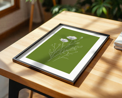Blumenzeichnung grün kontrastreich