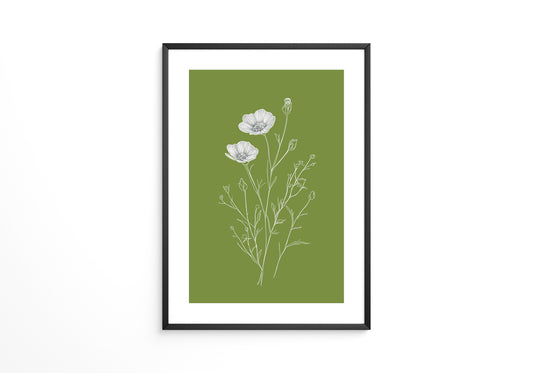 Blumenzeichnung grün kontrastreich