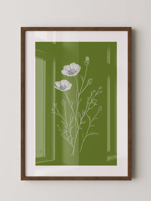Blumenzeichnung grün kontrastreich