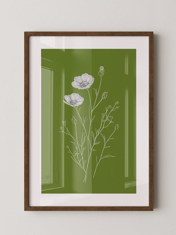 Blumenzeichnung grün kontrastreich
