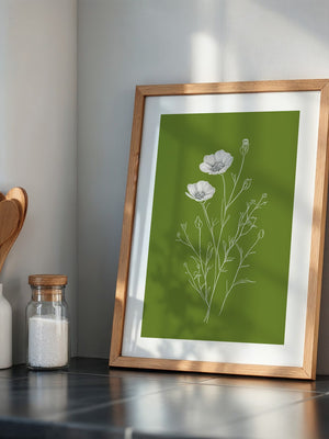 Blumenzeichnung grün kontrastreich