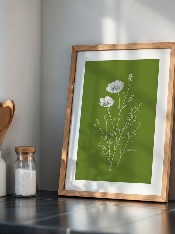 Blumenzeichnung grün kontrastreich