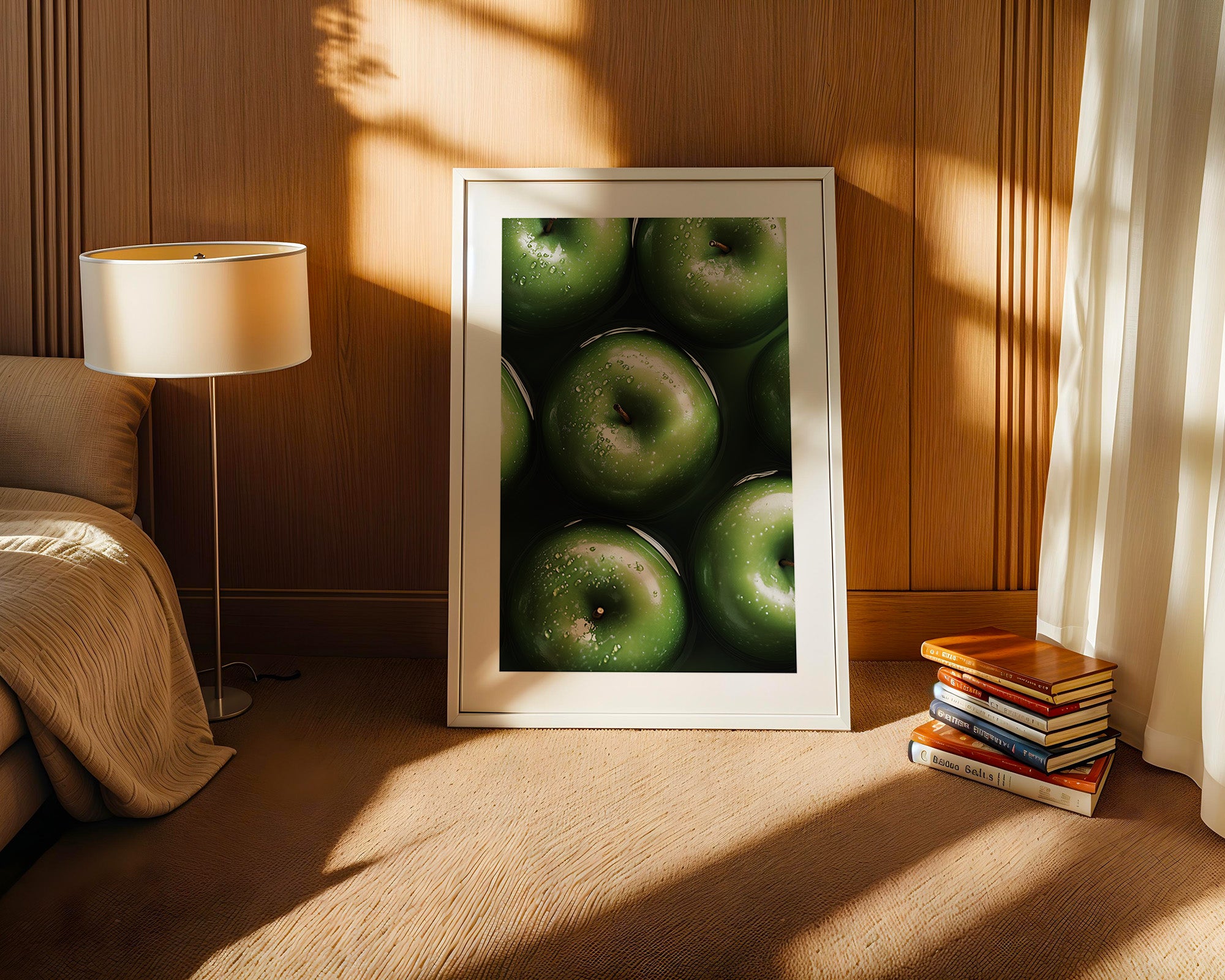 Grüne Äpfel Wassertropfen