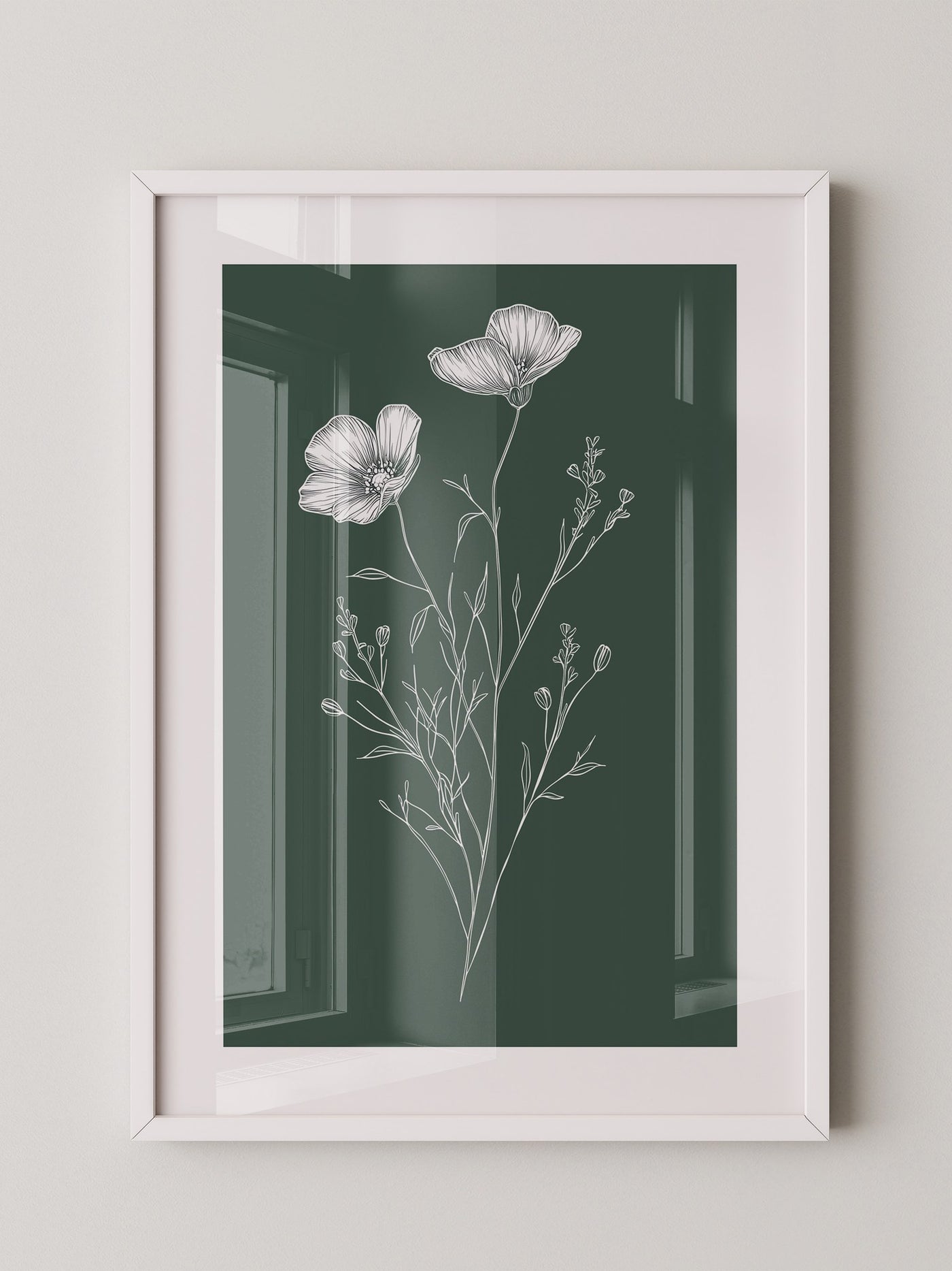 Blumenstrichzeichnung auf Grün