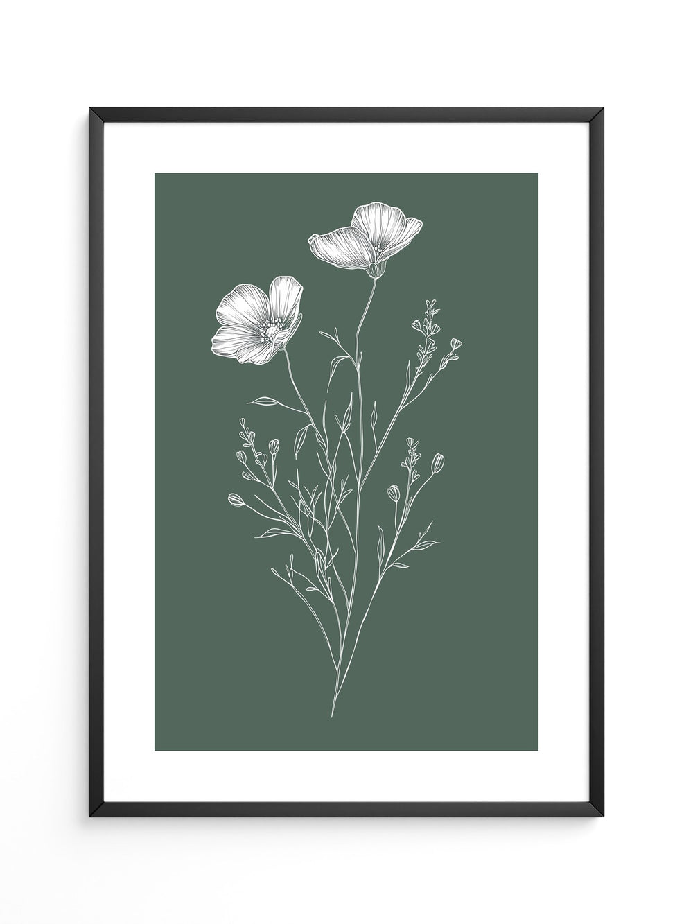 Blumenstrichzeichnung auf Grün