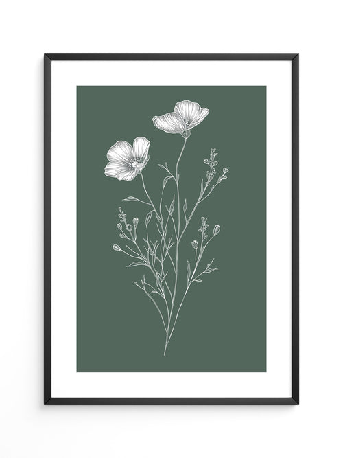 Blumenstrichzeichnung auf Grün