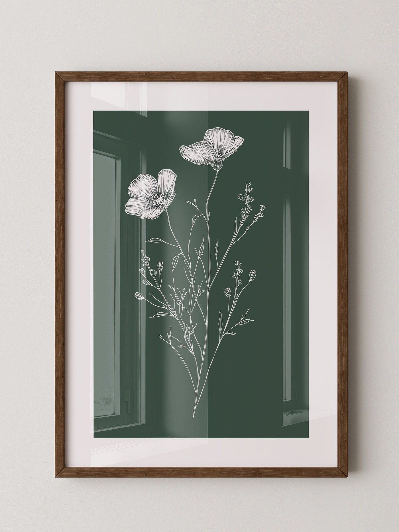 Blumenstrichzeichnung auf Grün