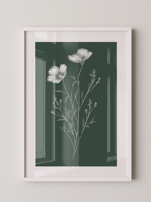 Blumenstrichzeichnung auf Grün