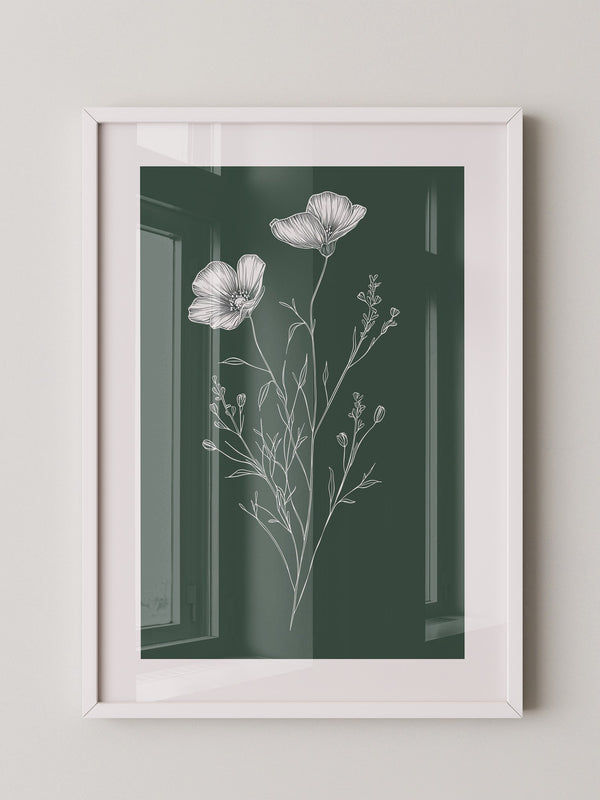 Blumenstrichzeichnung auf Grün