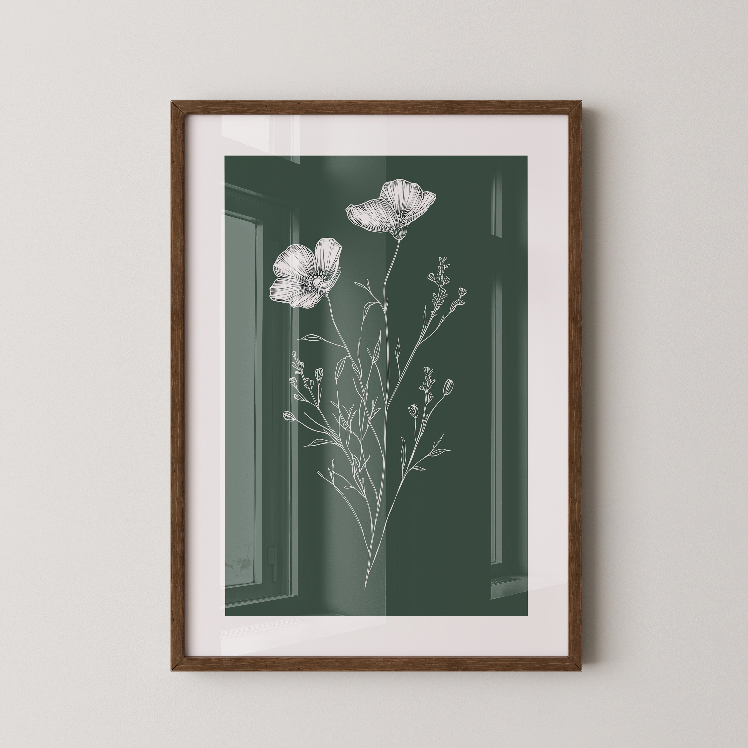 Blumenstrichzeichnung auf Grün