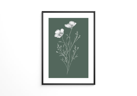 Blumenstrichzeichnung auf Grün