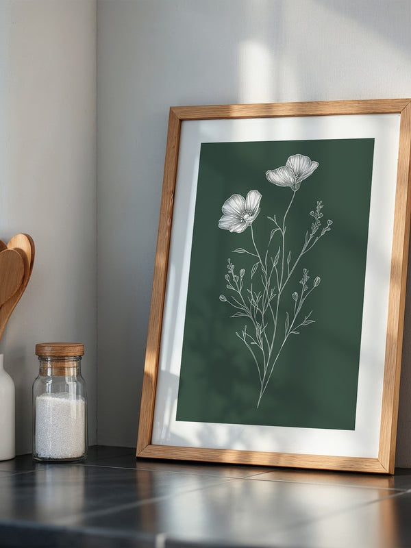 Blumenstrichzeichnung auf Grün
