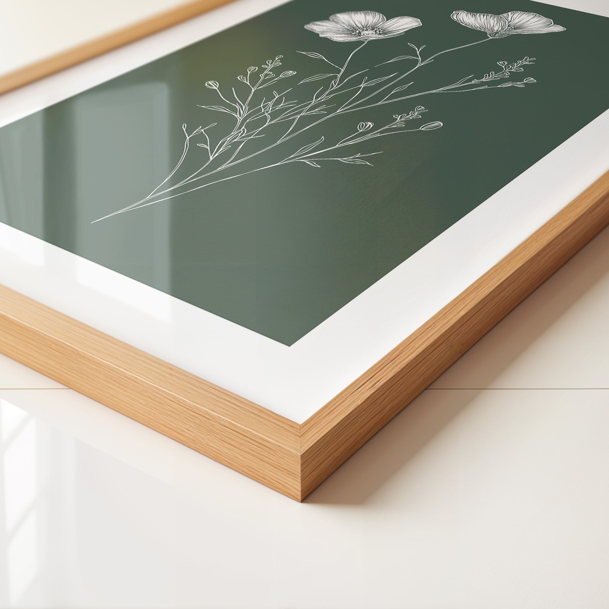 Blumenstrichzeichnung auf Grün