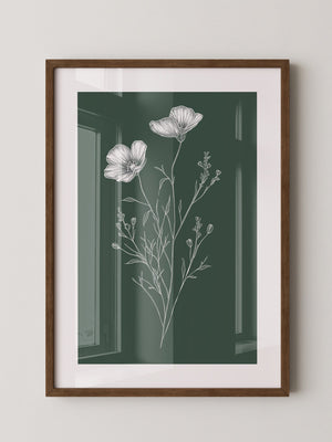 Blumenstrichzeichnung auf Grün