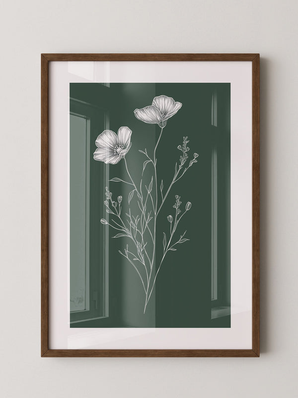 Blumenstrichzeichnung auf Grün