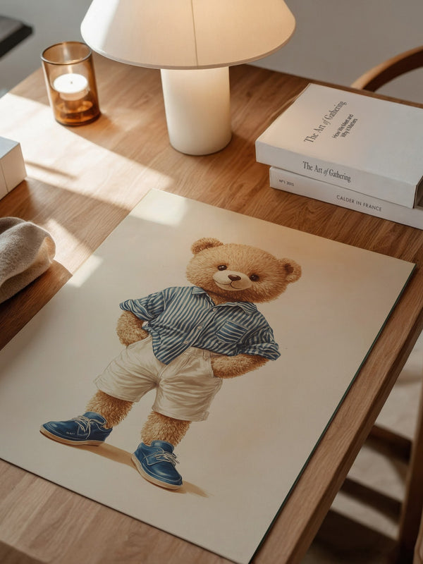 Teddybär Streifenhemd Retro