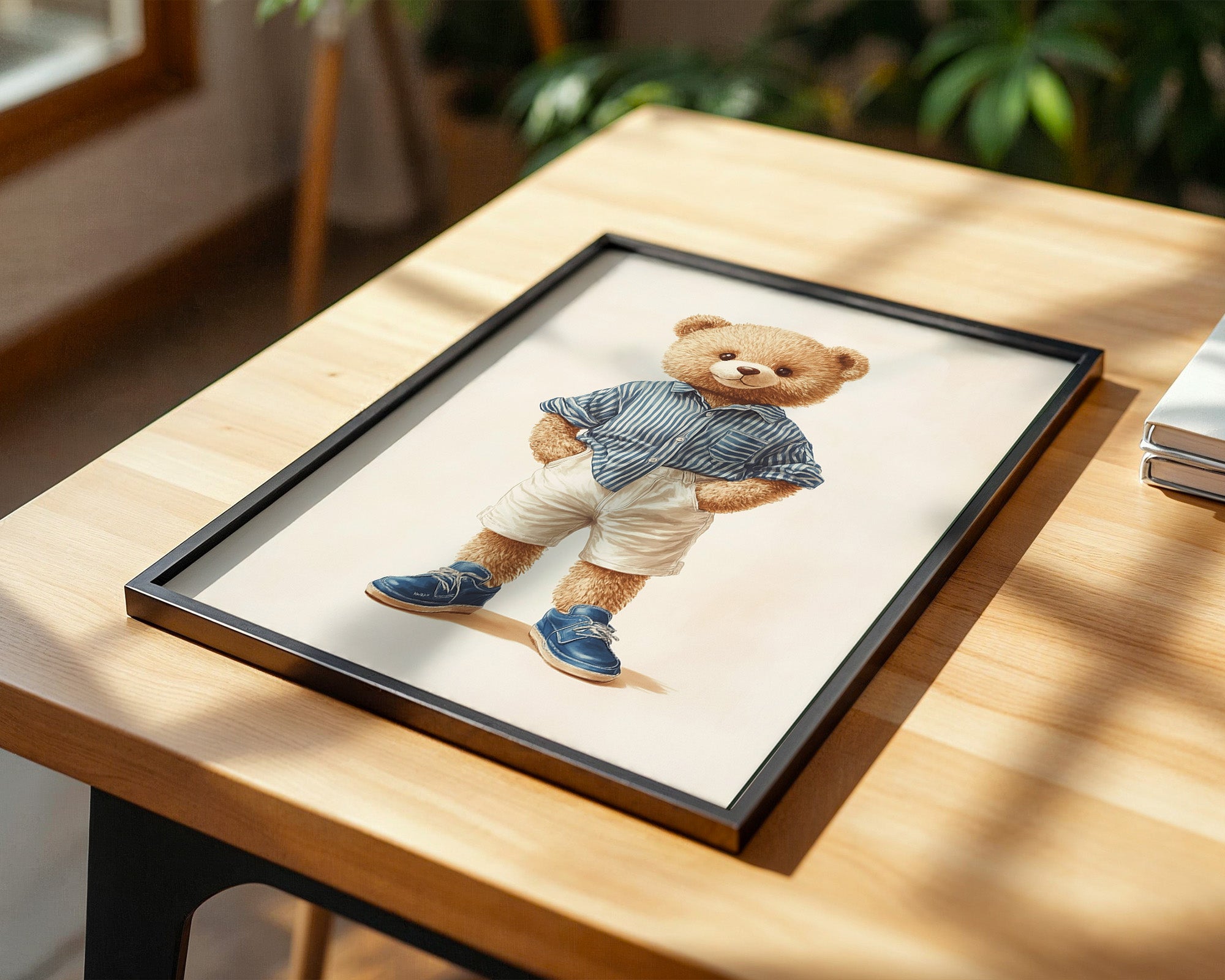 Teddybär Streifenhemd Retro