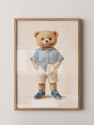 Teddybär Streifenhemd Retro