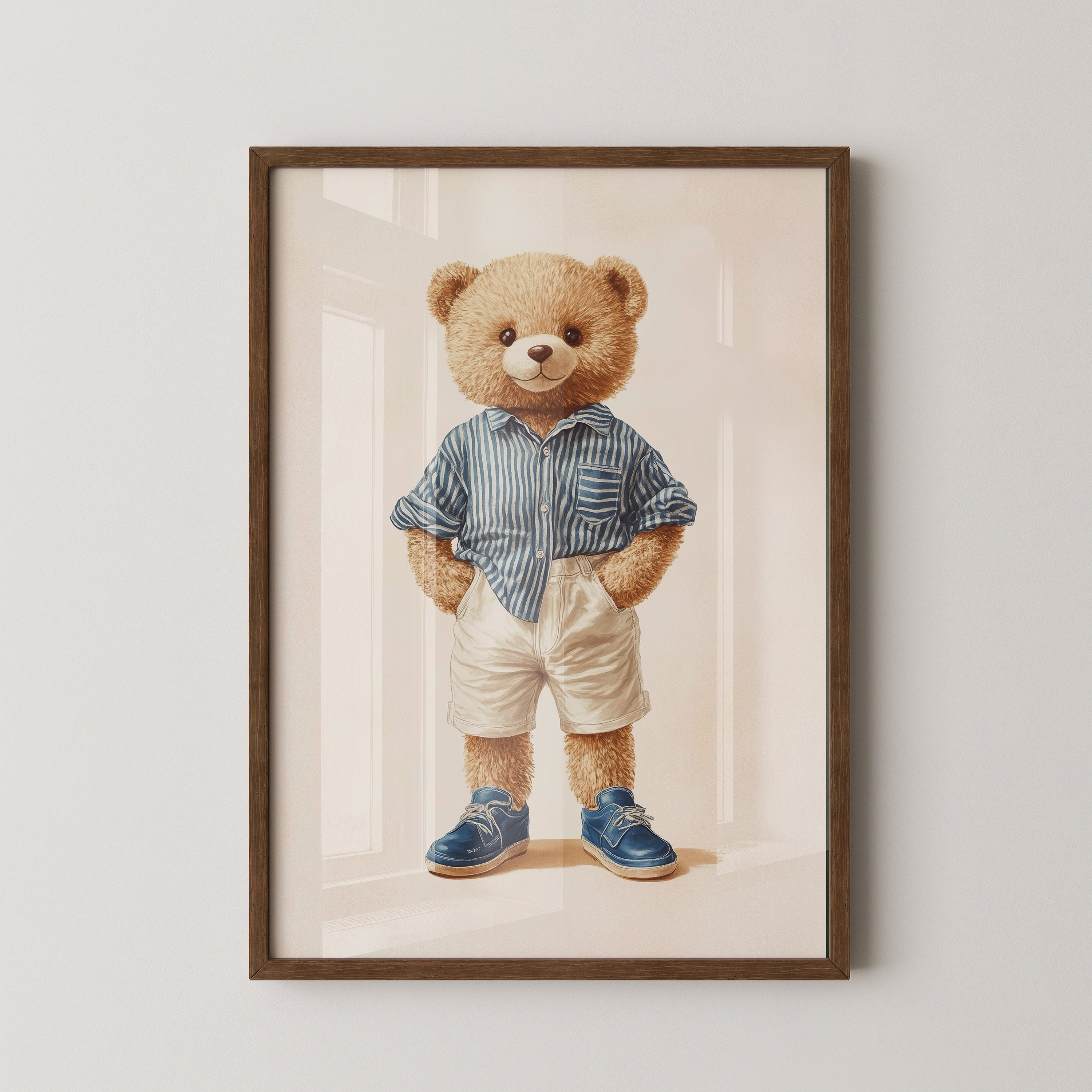 Teddybär Streifenhemd Retro