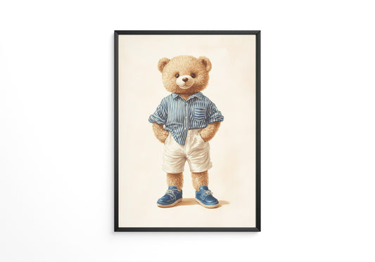 Teddybär Streifenhemd Retro