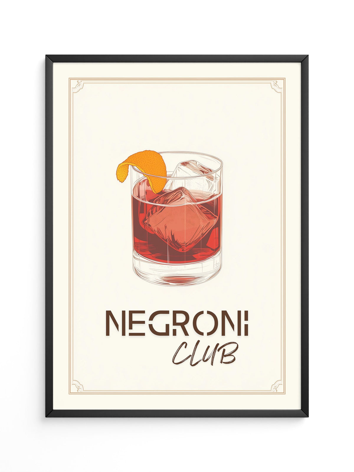 Negroni Drink Illustration Retro