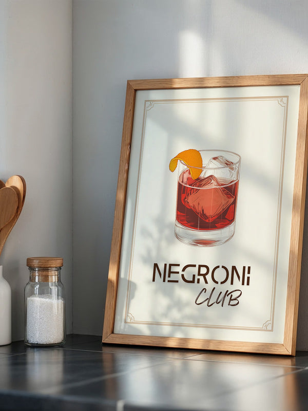 Negroni Drink Illustration Retro