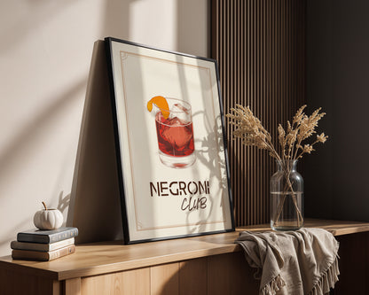 Negroni Drink Illustration Retro